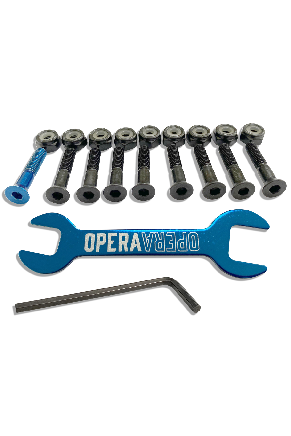 Opera 1" Allen Hardware Black/Blue skate accessory – front graphic