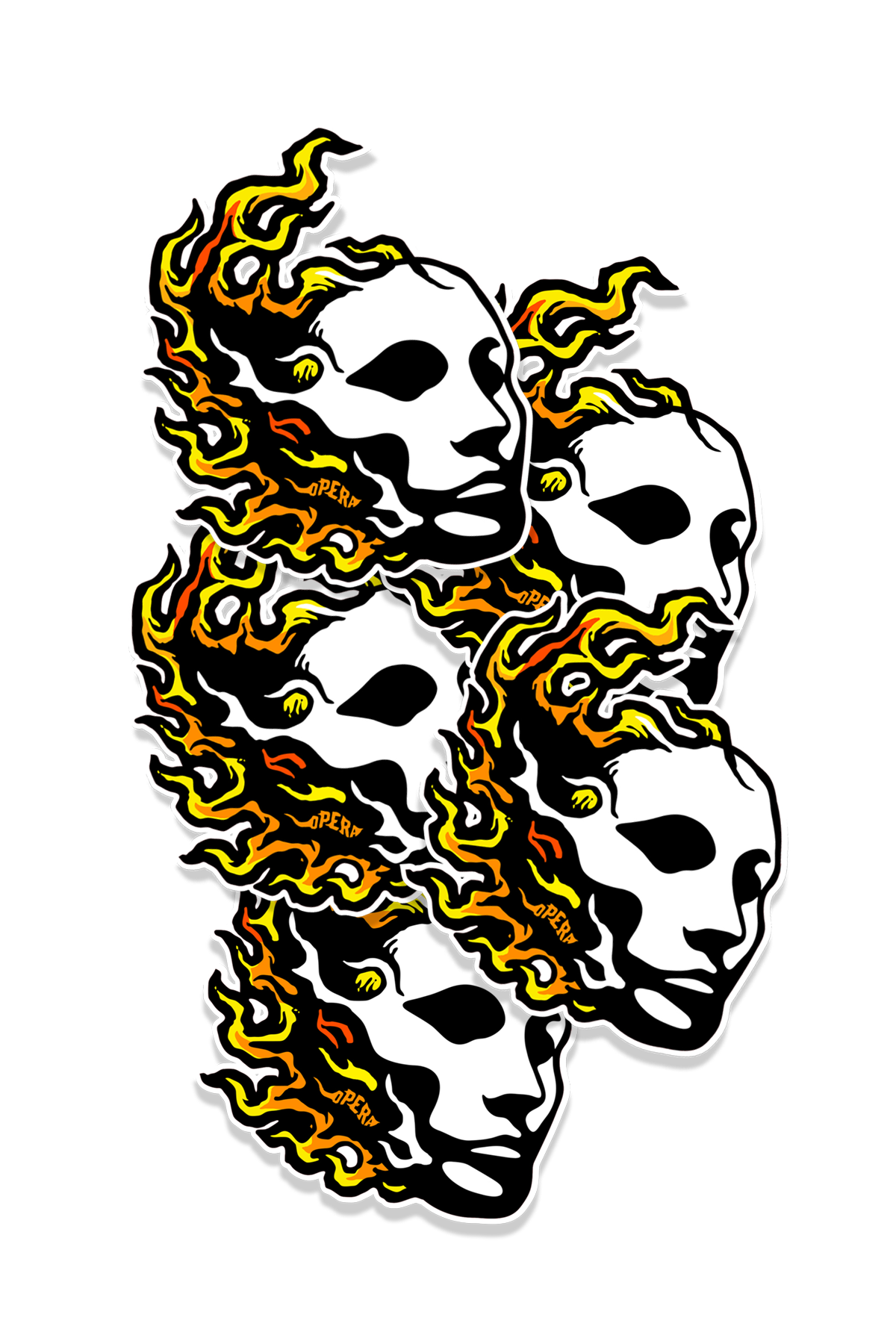 Opera Fire Mask Sticker 5 Pk Multi sticker pack – front graphic