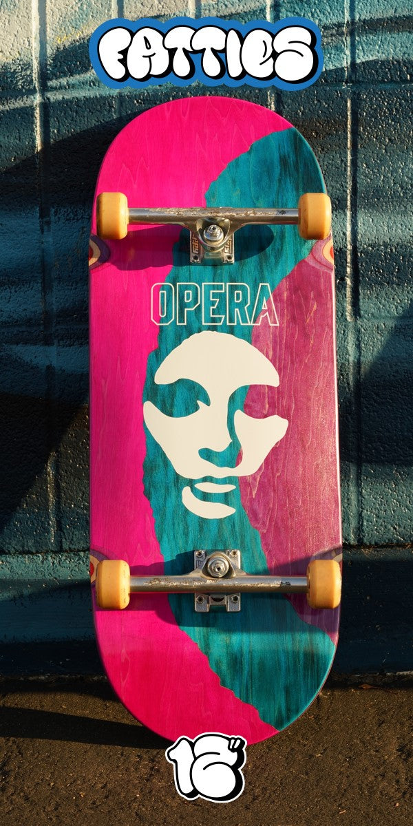 Opera Triple Torn Big Mask Ex7 Deck Blue/Purple/Pink skateboard deck – front graphic
