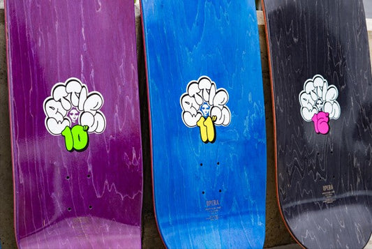 Opera Fatties wide skateboard decks in 10, 11 and 12 inch widths