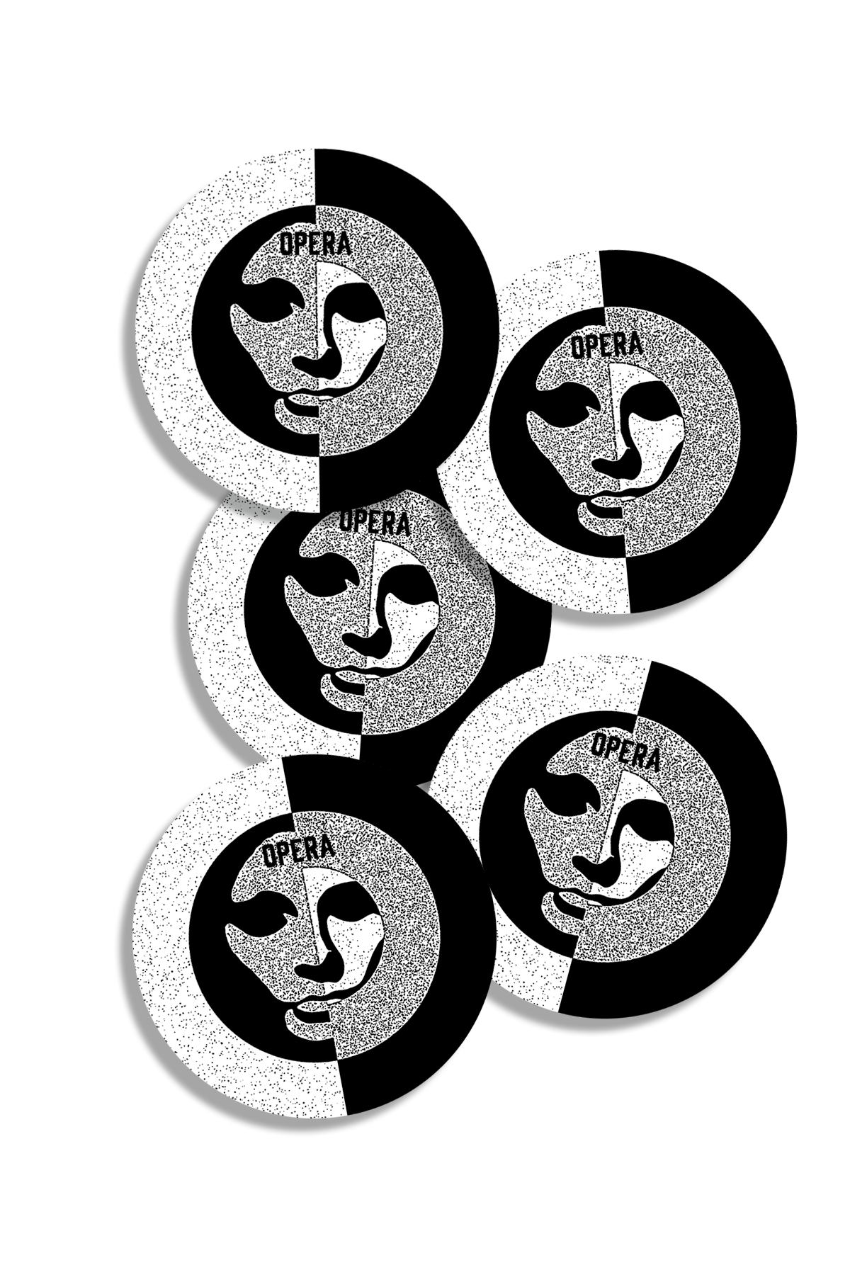 50-50 Sticker 5 Pk - Black/White