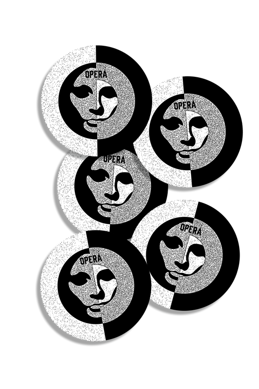 50-50 Sticker 5 Pk - Black/White