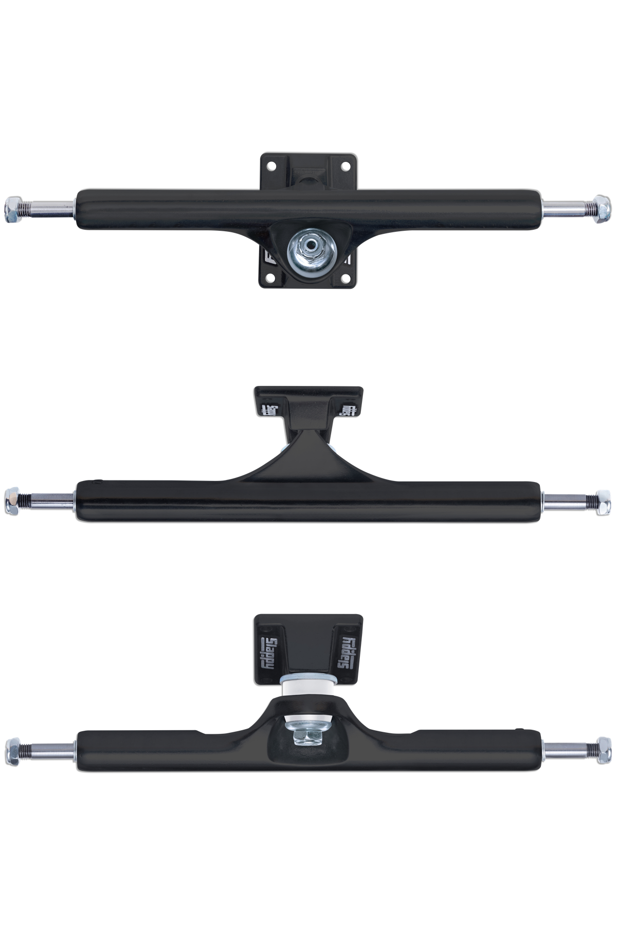 Slappy ST1 Hollow 13.0 Matte Black skateboard trucks – front graphic