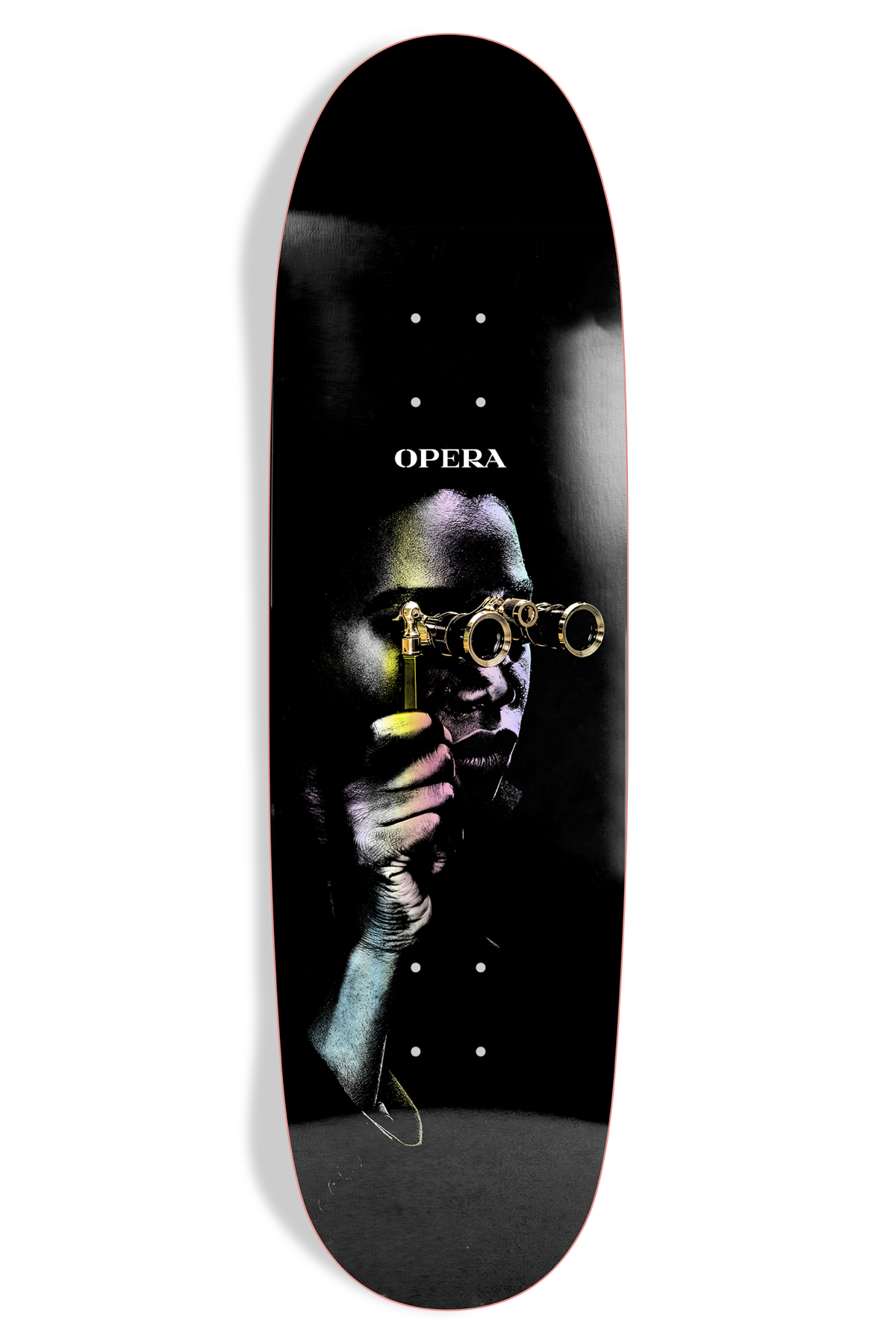 Opera Spectator EX7 Deck Black skateboard deck – front graphic