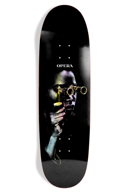 Opera Spectator EX7 Deck Black skateboard deck – front graphic