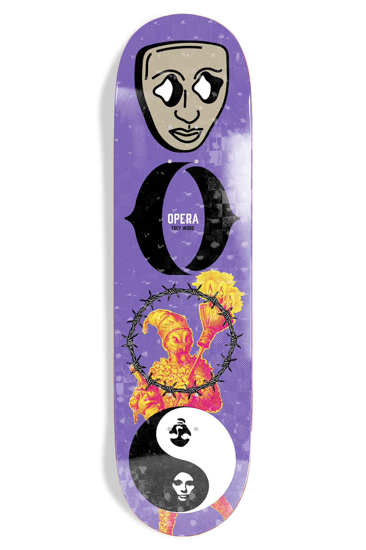 Opera Trey Wood Piece EX7 Deck Purple skateboard deck – front graphic