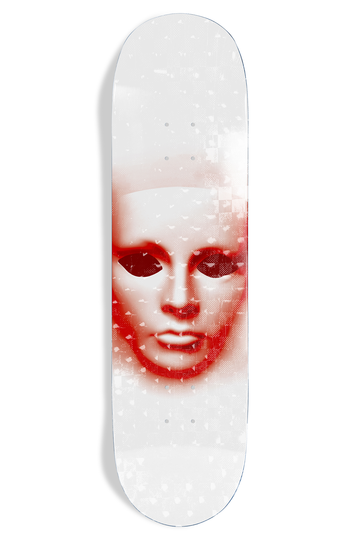 Opera Face EX7 Deck White Hologrpahic skateboard deck – front graphic