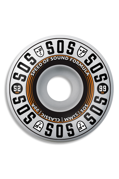 Opera SOS Express Classic 99a 52mm White skateboard wheels – front graphic