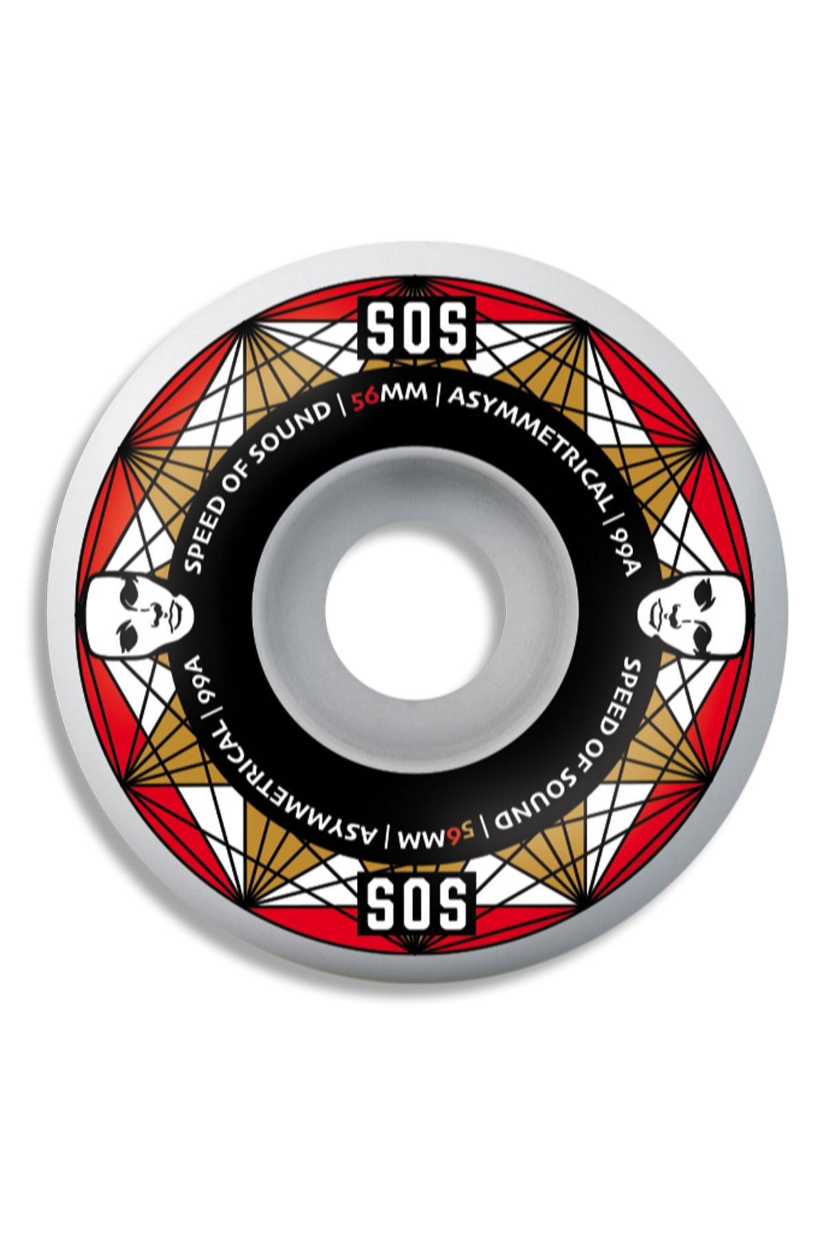Opera SOS Heaters Asymmetrical 99a 56mm Candle White skateboard wheels – front graphic