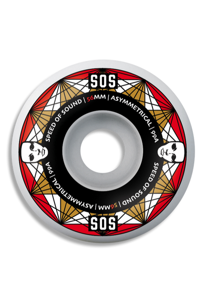 Opera SOS Heaters Asymmetrical 99a 56mm Candle White skateboard wheels – front graphic