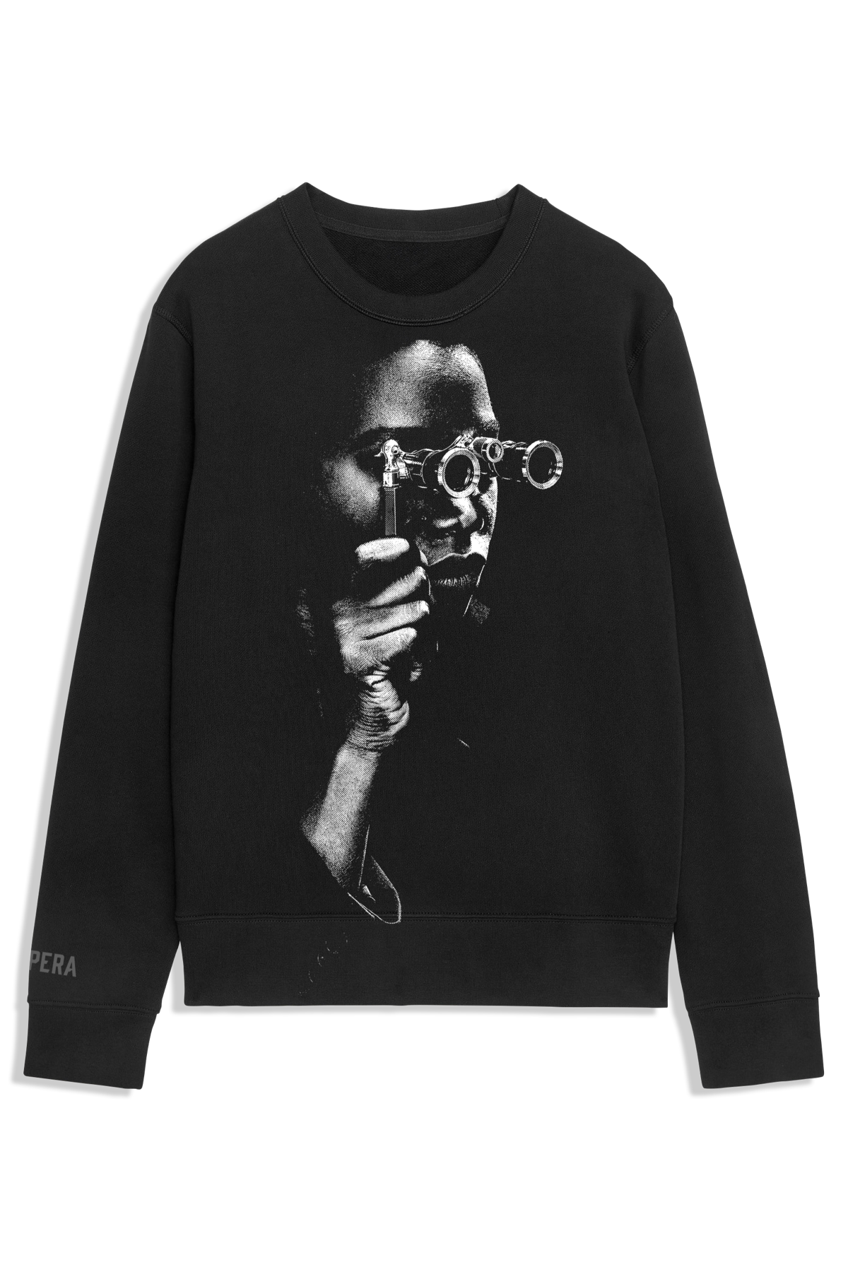 Opera Spectator Crew Black fleece pullover – front graphic