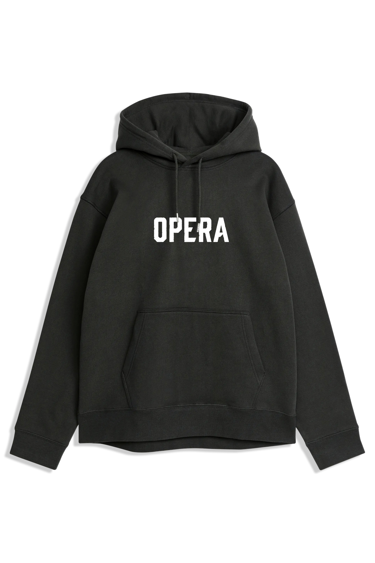 Opera Font Heavyweight PO Hoody Black fleece pullover – front graphic