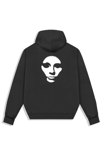 Opera Font Heavyweight PO Hoody Black fleece pullover – back view
