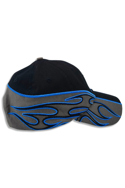 Tribal Flames Hat - Grey/Blue