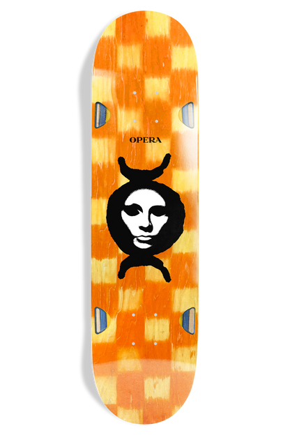 Opera Dye Mask Yellow/ Orange skateboard deck – front graphic